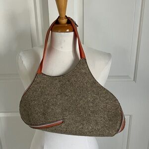 Stylish Brown Shoulder Bag with Orange Accents